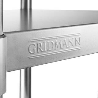 GRIDMANN 60 in. x 24 in. Stainless Steel Kitchen Utility Table with Backsplash and Bottom Shelf GR22-BT2460.