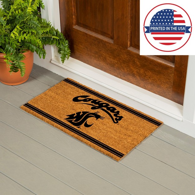 Evergreen Washington State University Logo Turf Mat Brown 28 X 16 Inches Indoor Outdoor Doormat