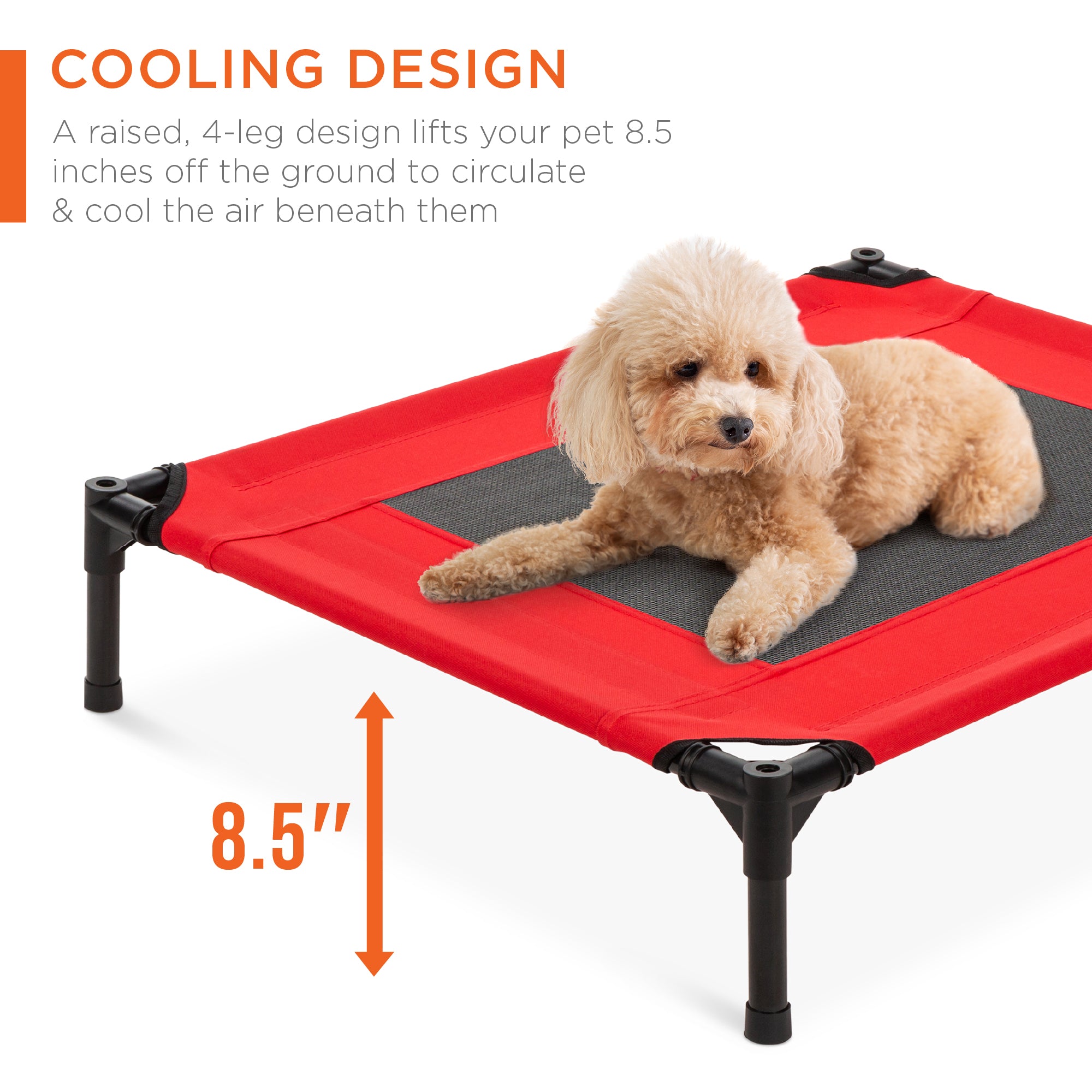 Best Choice Products 30in Elevated Cooling Dog Bed, Outdoor Raised Mesh Pet Cot w/ Removable Canopy, Carrying Bag - Red