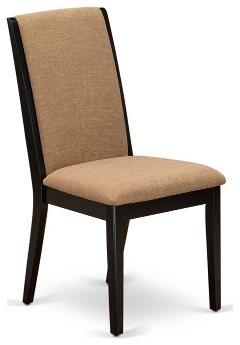 East West Furniture Lancy 39 quotFabric Dining Chairs in Black/Brown (Set of 2)   Transitional   Dining Chairs   by Homesquare  Houzz