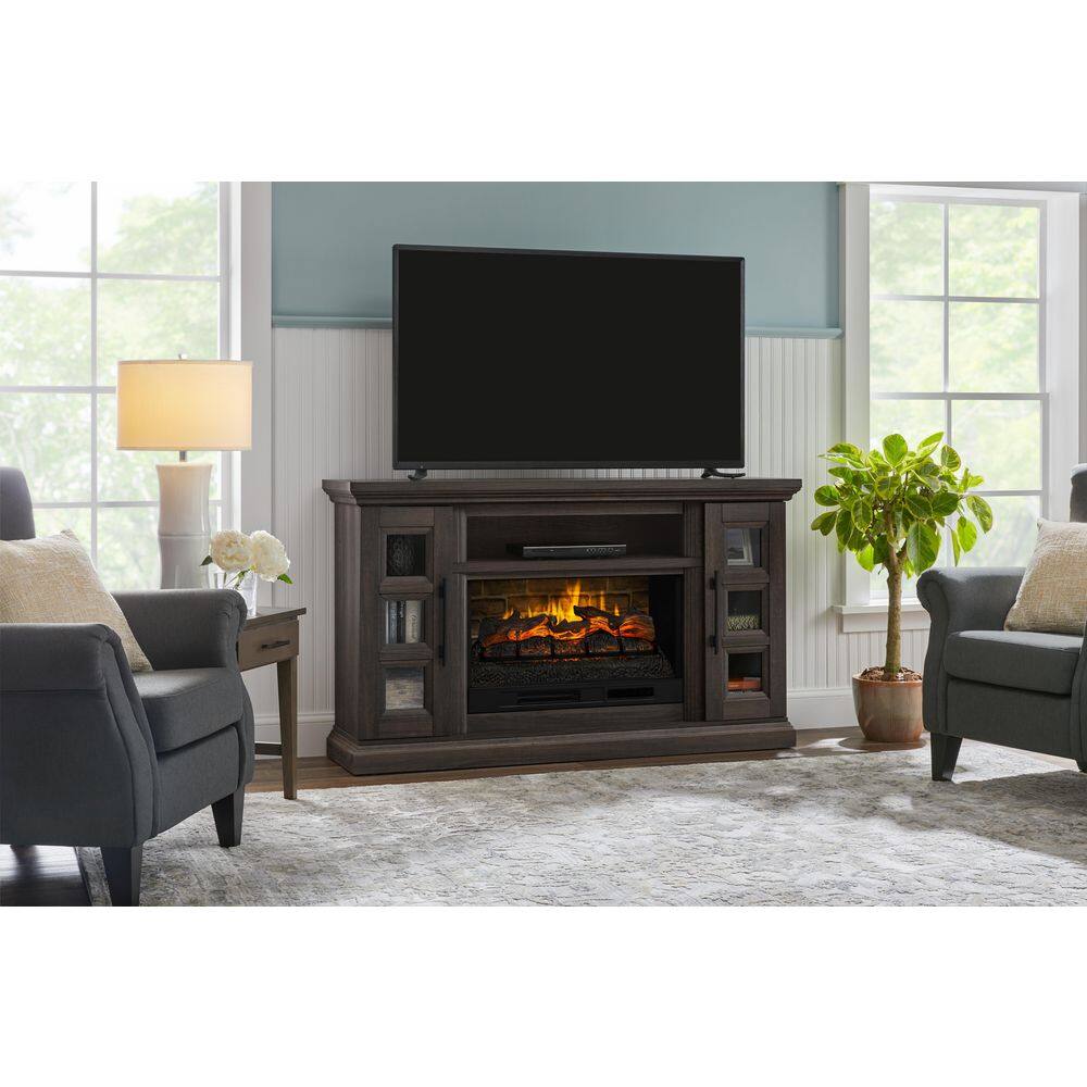 StyleWell Chelsea 62 in. Freestanding Electric Fireplace TV Stand in Dark Brown Ash HDFP62-67E