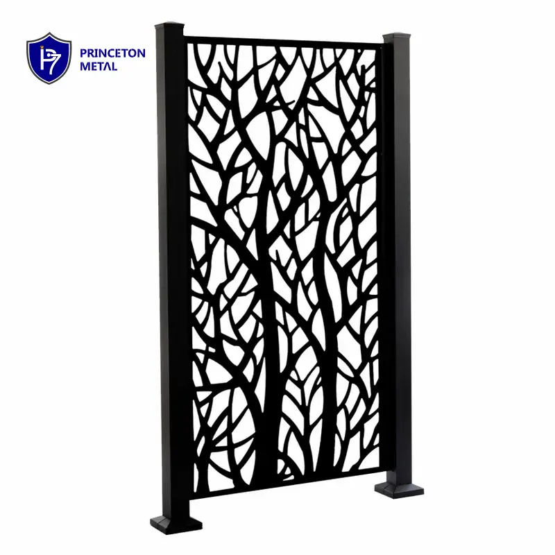 BUILDING PROJECT CUSTOMIZED PRIVACY METAL ALUMINUM  LASER CUT MODERN DESIGN WALL SCREEN FENCE AND GATE PANEL