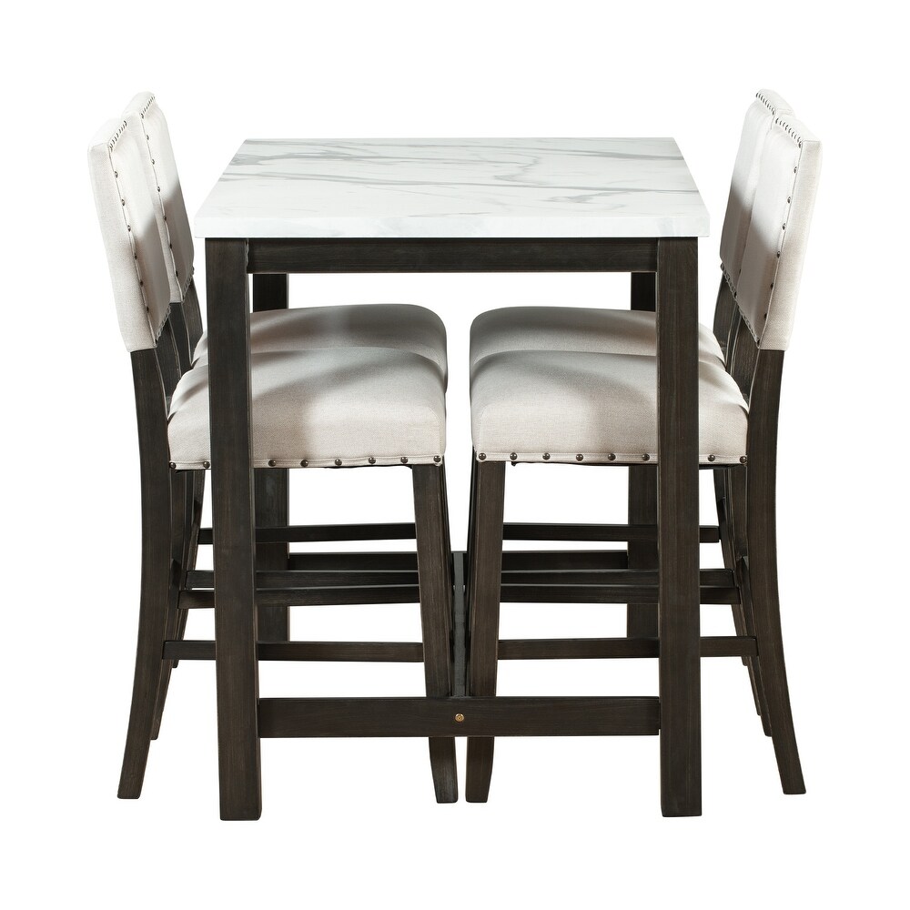 5 Piece Counter Height Dining Table Set with 4 Upholstered Chairs