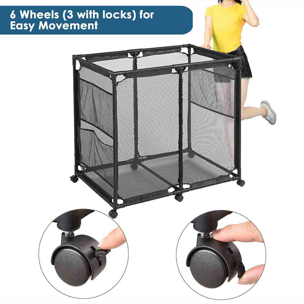 Yescom 35x33x22 Mesh Pool Storage Bin Rolling Cart Organizer