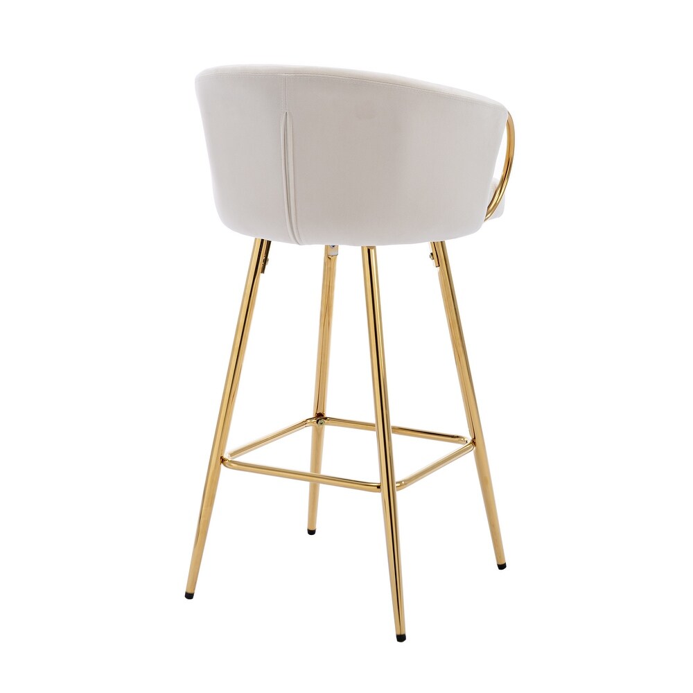 39.37 Inch High Velvet Bar Stools With Golden legs (Set of 2)   N/A