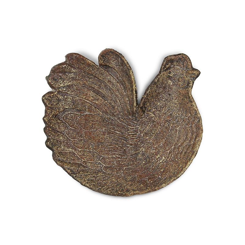 7.5 Bronze Rustic Hand Crafted Chicken Table Top Serving Tray