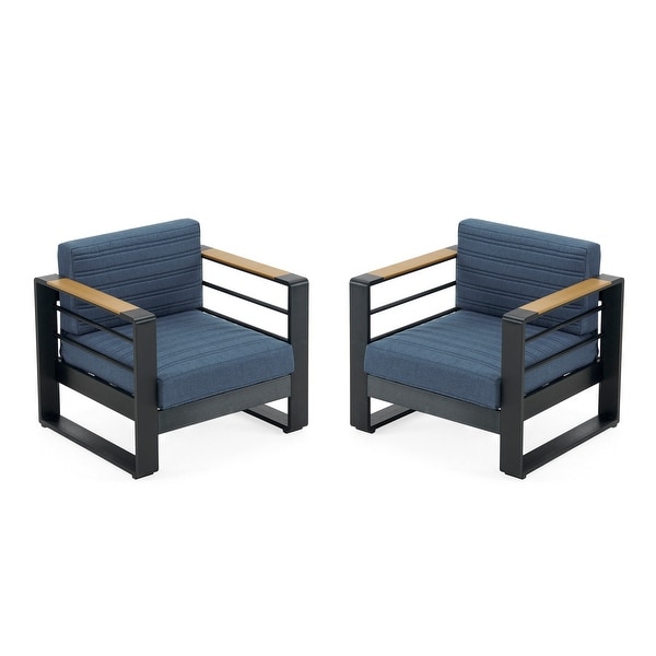 Giovanna Outdoor Aluminum Club Chairs with Faux Wood Accents (set of 2) by Christopher Knight Home