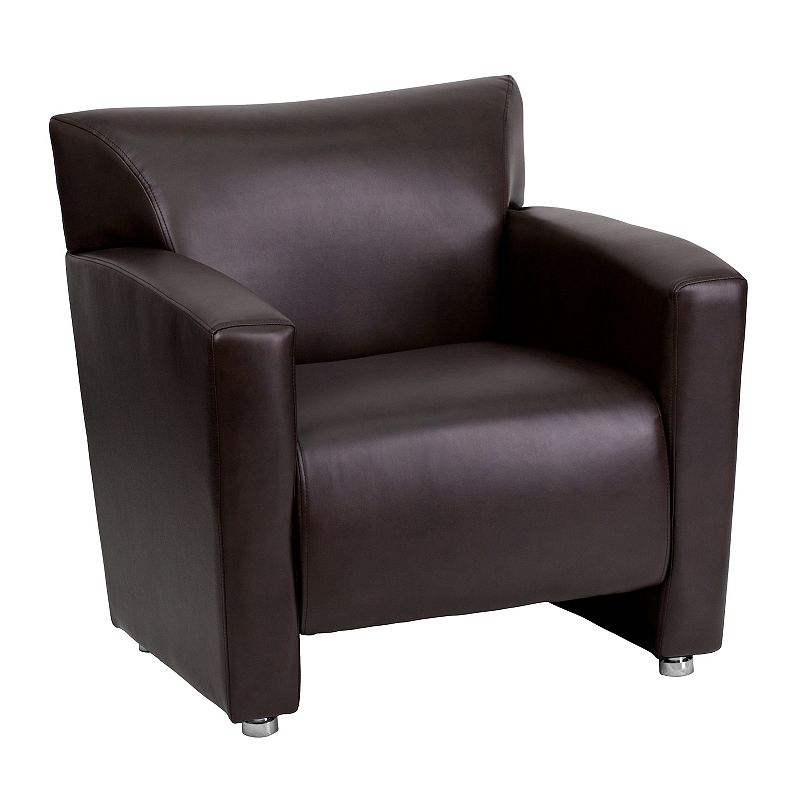 Emma and Oliver Black LeatherSoft Chair with Extended Panel Arms