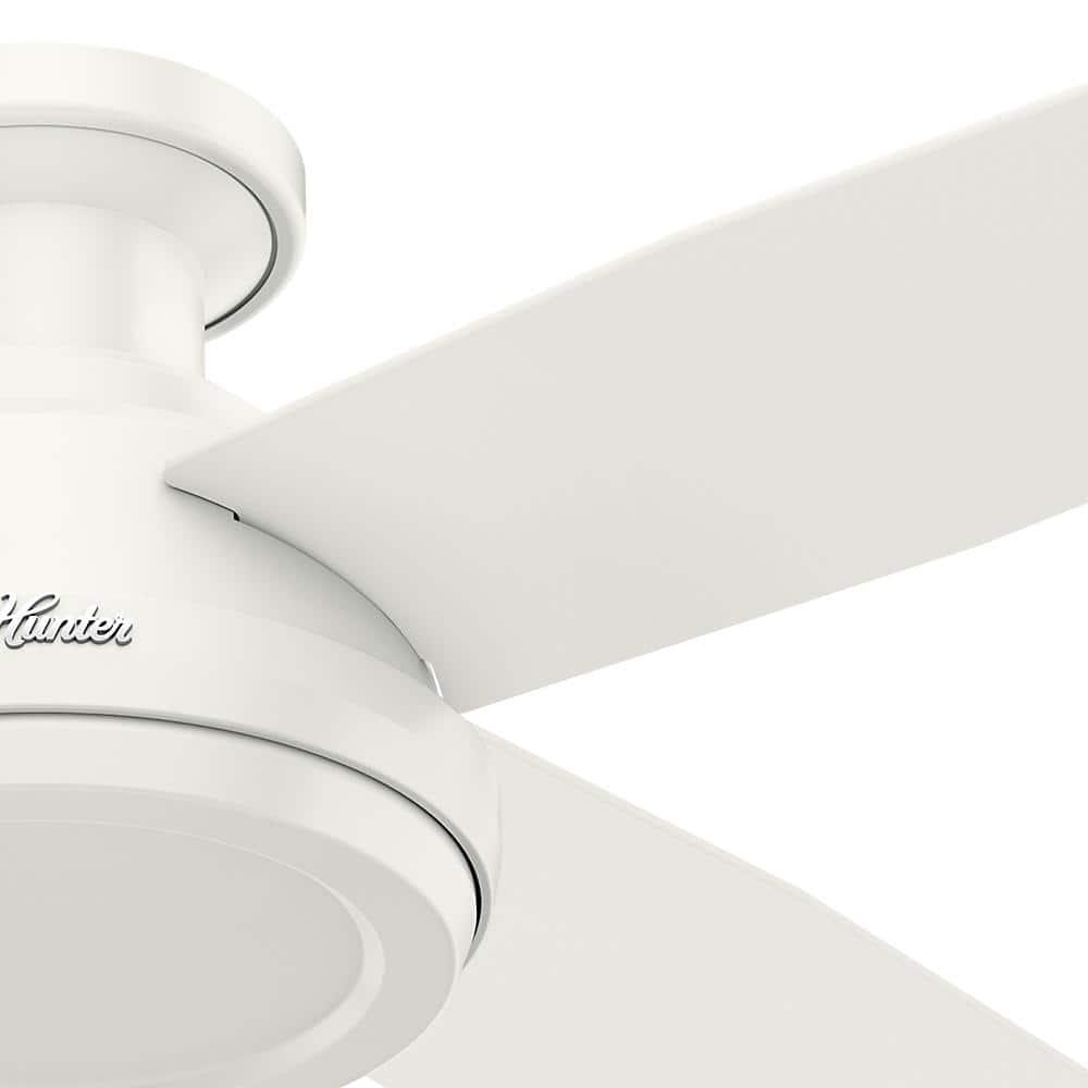 Hunter Dempsey 52 in Low Profile No Light Indoor Fresh White Ceiling Fan with Remote