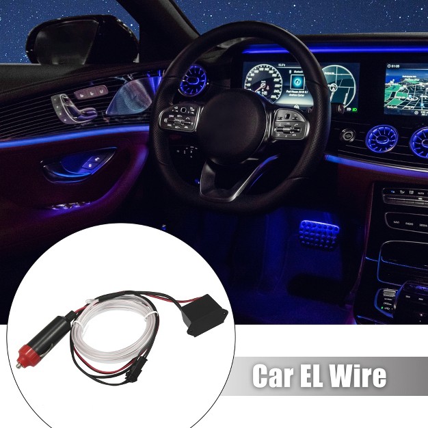 Unique Bargains 1 Meter 3ft Neon El Wire String Strip White Cold Light Glow String Strip With Cigarette Lighter For Car Interior Decoration