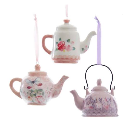 3.5 Blush Lavender Teapot Ornament Set Of 3