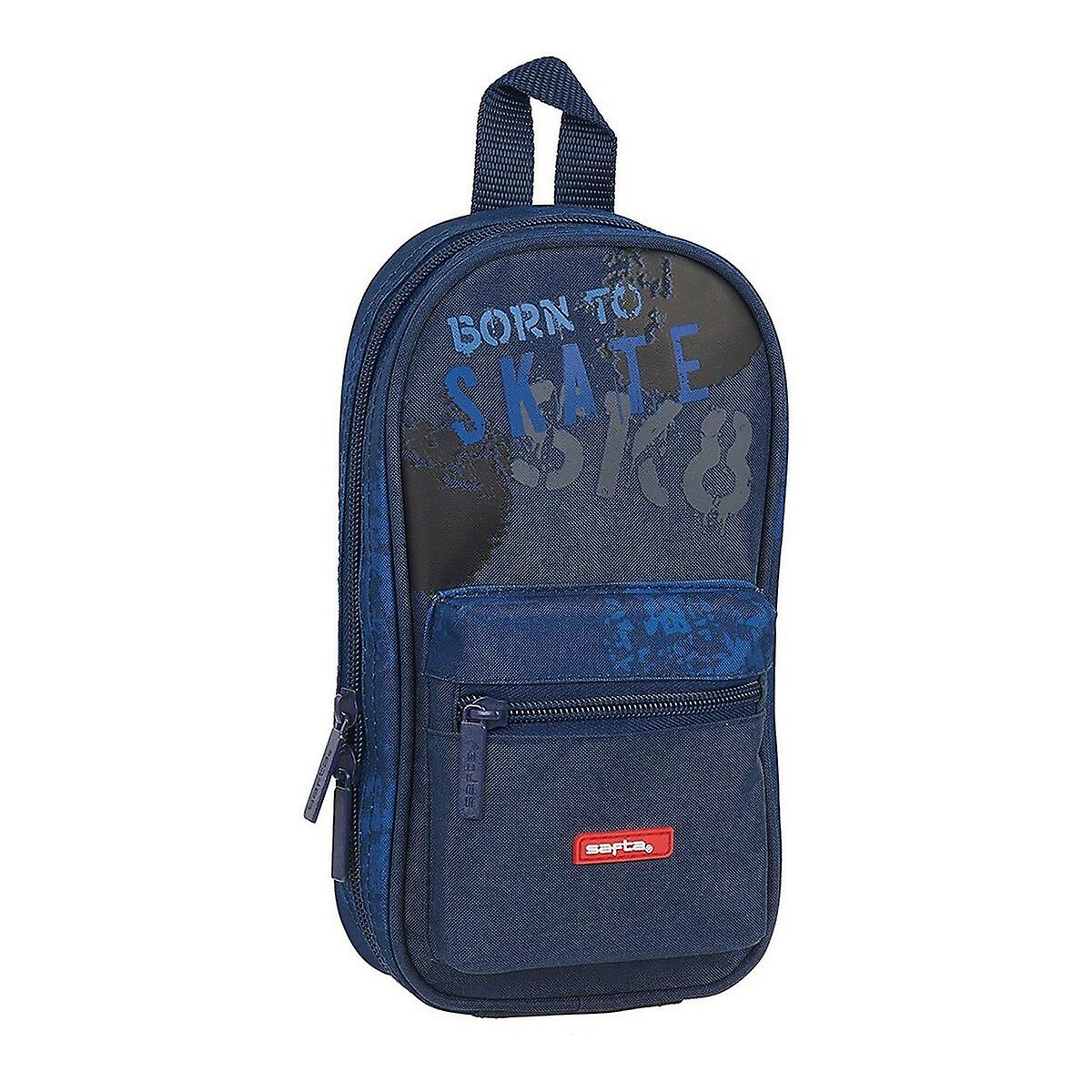 Backpack Pencil Case Skate Safta Navy Blue (33 Pieces)