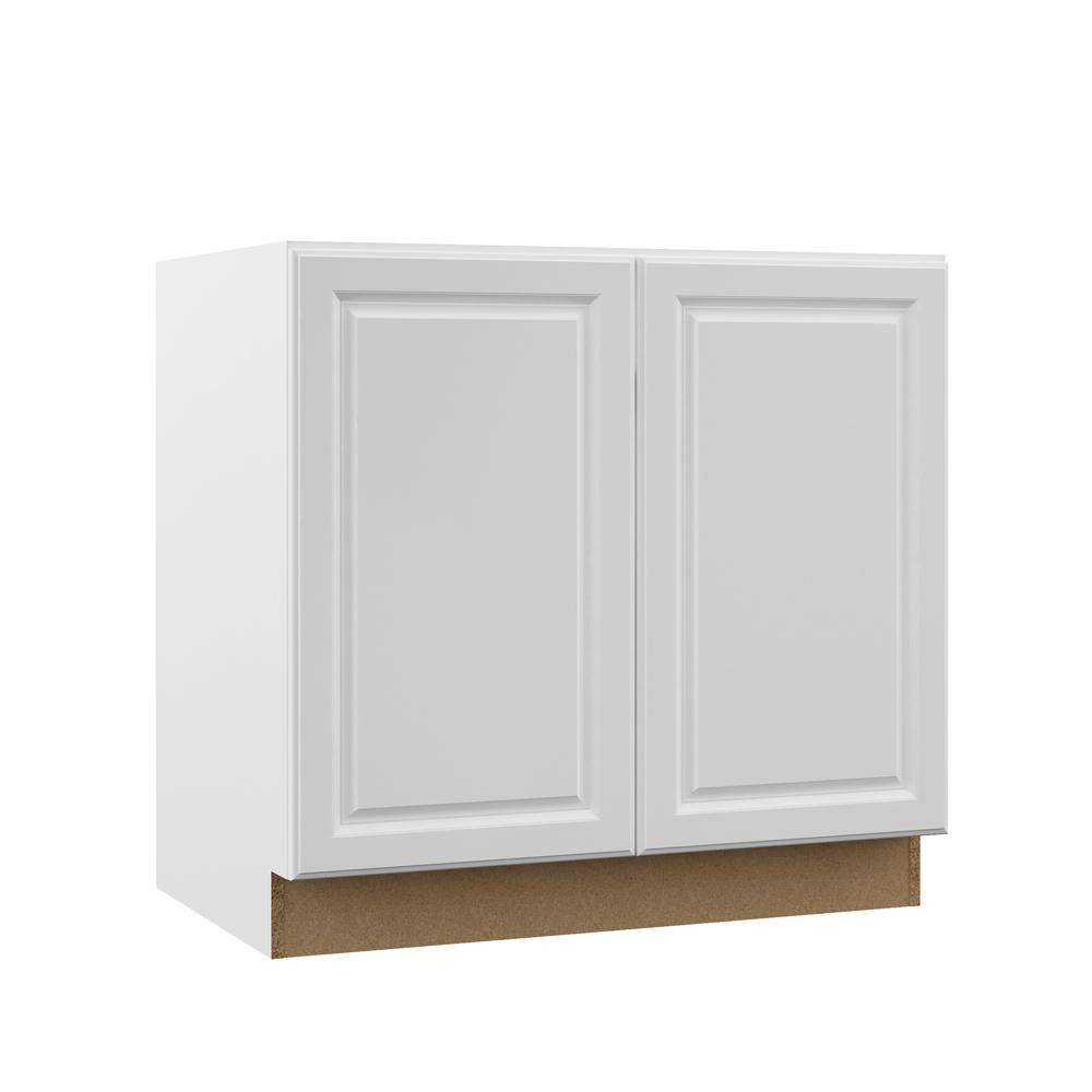 Hampton Bay Designer Series Elgin Assembled 36x34.5x23.75 in. Full Height Door Base Kitchen Cabinet in White BF36-ELWH