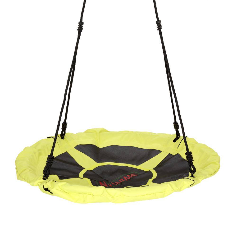 SWINGAN Swingan - 37.5 in. Super Fun Nest Swing With Adjustable Ropes - Solid Fabric Seat Design - Yellow SWMSY