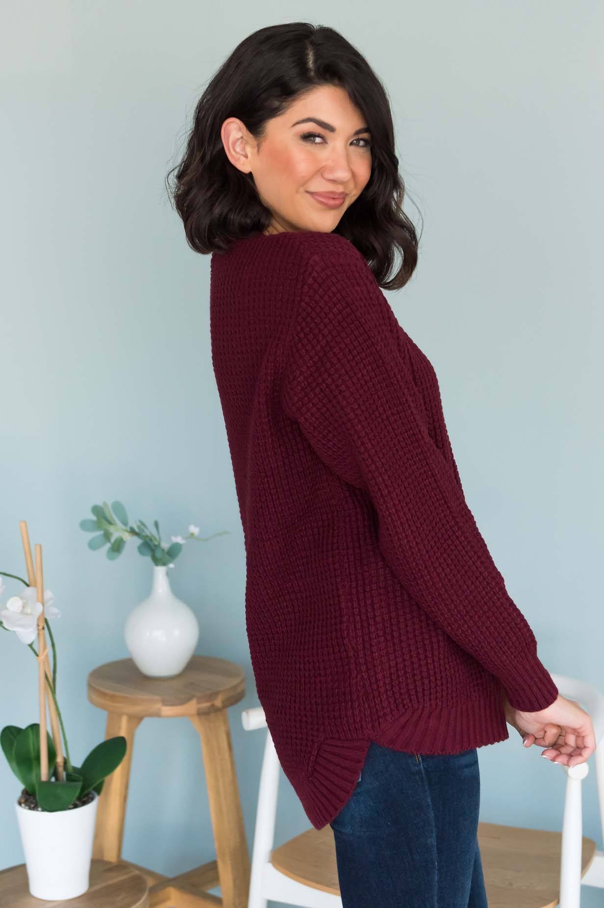 Fall Retreat Rib Stitch Modest Sweater