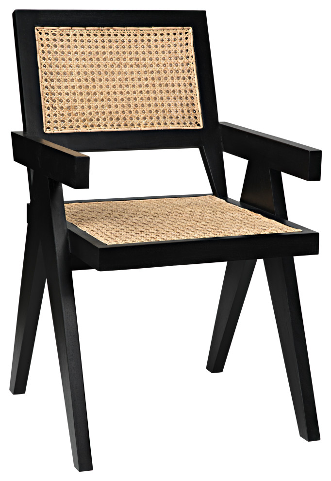 Jude Dining Chair  Black  Caning  35 quotH (GCHA278B YUU6013JWK)   Tropical   Armchairs And Accent Chairs   by HedgeApple  Houzz