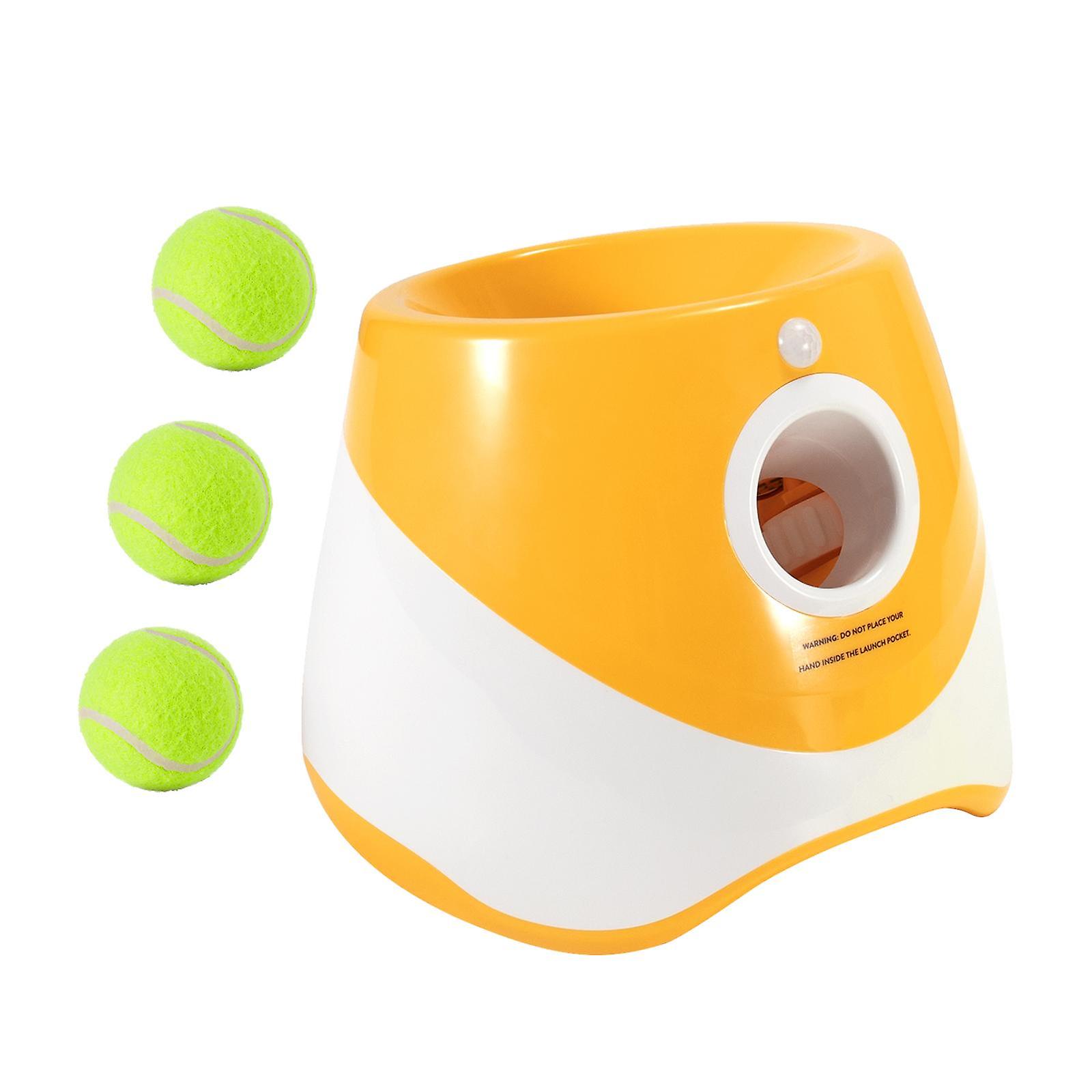 Automatic Ball Launcher For Dogs With 3 Balls Interactive Dog Toys For Small Orange