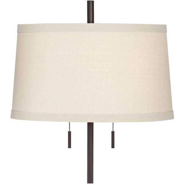 Tall Bronze Metal Off White Fabric Tapered Drum Shade For Living Room Bedroom Office House Home