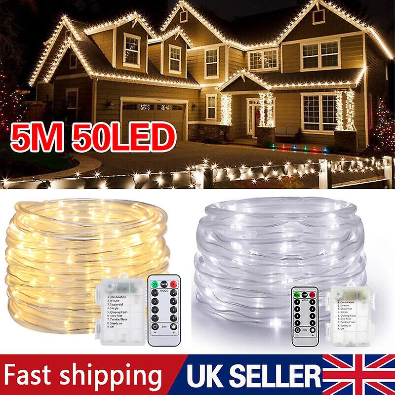 5m 50led Rope Strip Tube String Fairy Lights Waterproof Garden Outdoor Xmas C W12223292