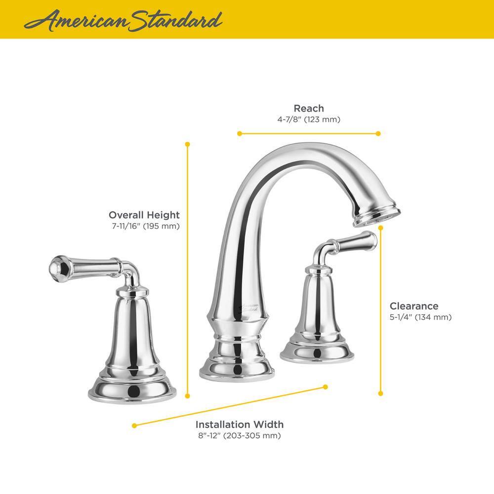 American Standard Delancey 8 in Widespread 2Handle Bathroom Faucet with PopUp Drain in Polished Chrome