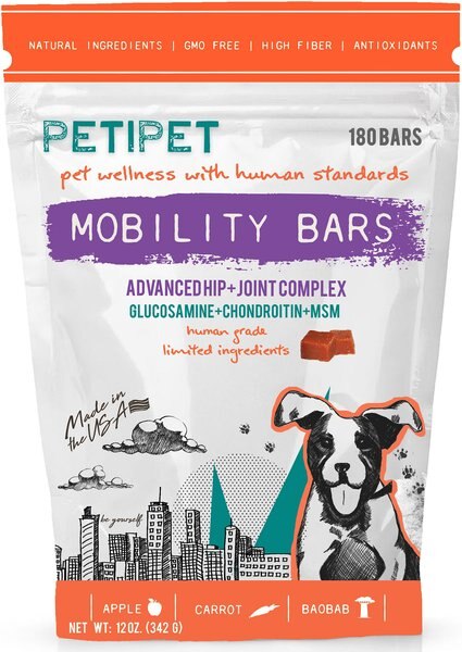 PETIPET Mobility Bars Hip and Joint Pain Relief Dog Supplement