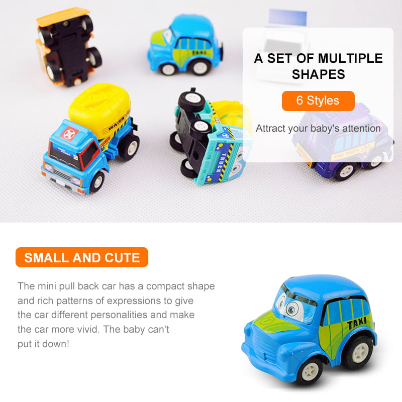 LNKOO Pull Back Cars for Toddlers， 6 Pack Construction Vehicles Toys for Baby Kids 1 2 3 Years Old Boys Child， Friction Powered Pull Back and Go Mini Vehicles for Kids Party Favors Birthday Game