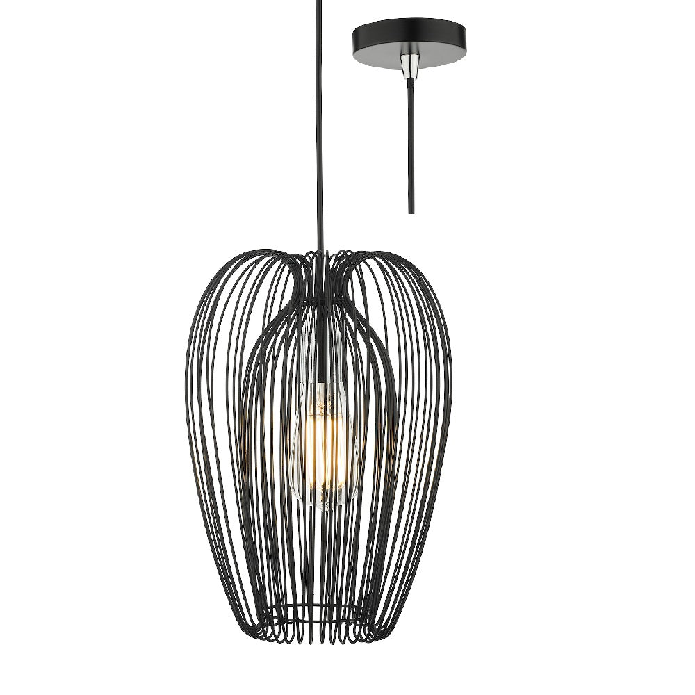 DAR ERO0122 Ero Black & Chrome Vintage Wired Cage Pendant Light 23cm