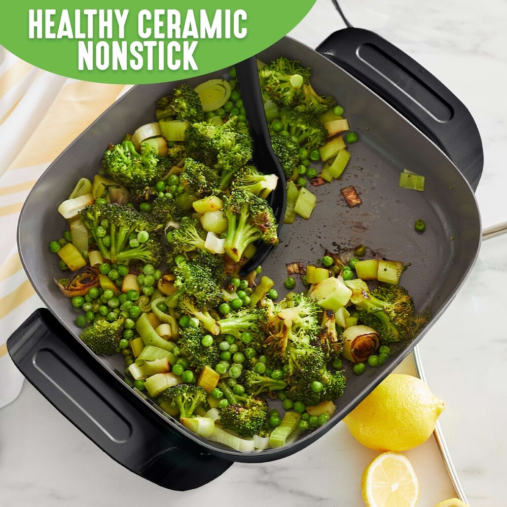 GreenLife Healthy Ceramic Nonstick 5 in 1 Electric Skillet  Black