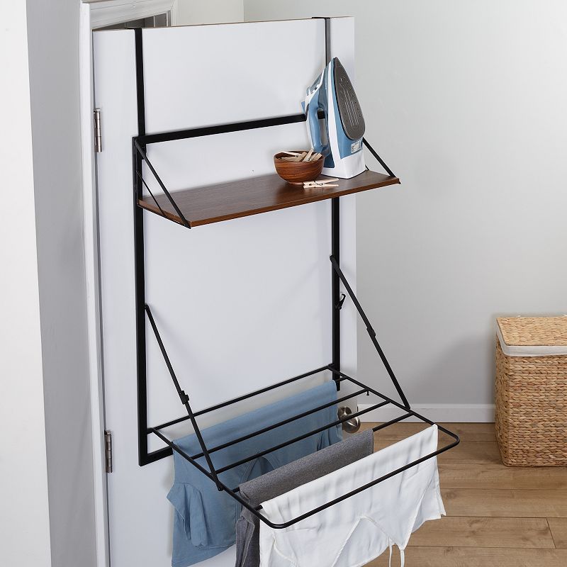 Honey-Can-Do Collapsible Wall-Mounted Laundry Drying Rack with Shelf