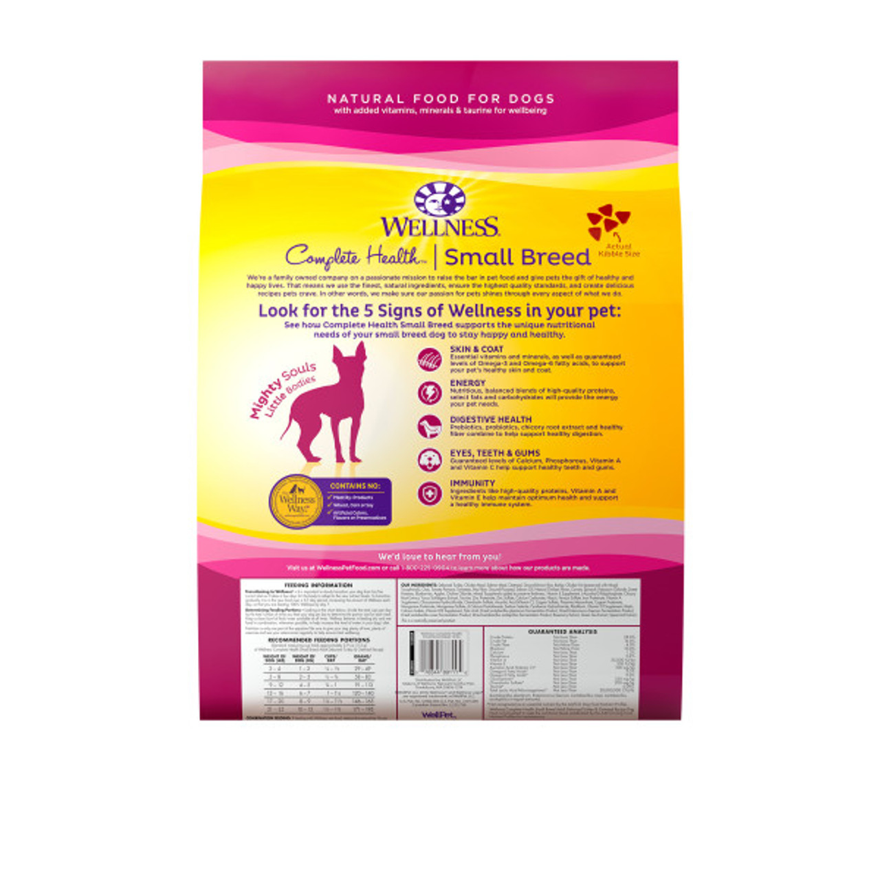 Wellness Complete Health Small Breed Turkey and Oatmeal Adult Dog Food， 12 Lb. Bag