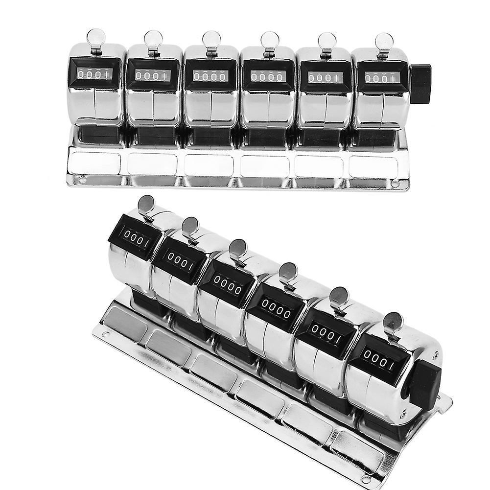 Mechanical Counter Metal Manual Clicker 4and#8209;digit Conjoined 6 Units Stainless Steel Tally