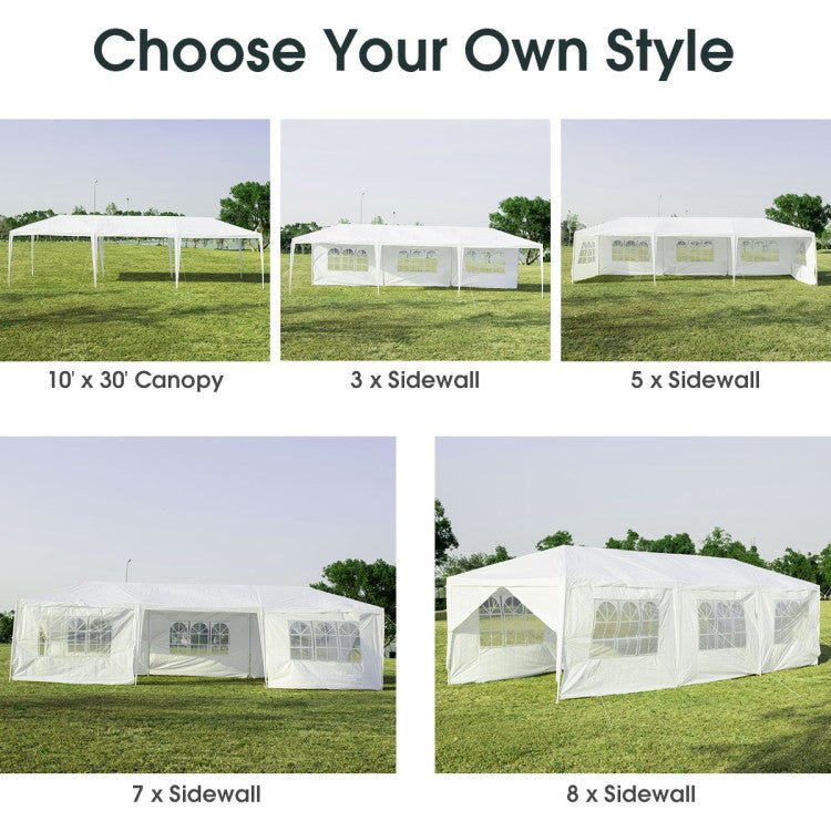 Luxury 10x30ft Outdoor Canopy Party Tent with 8 Removable Sidewalls