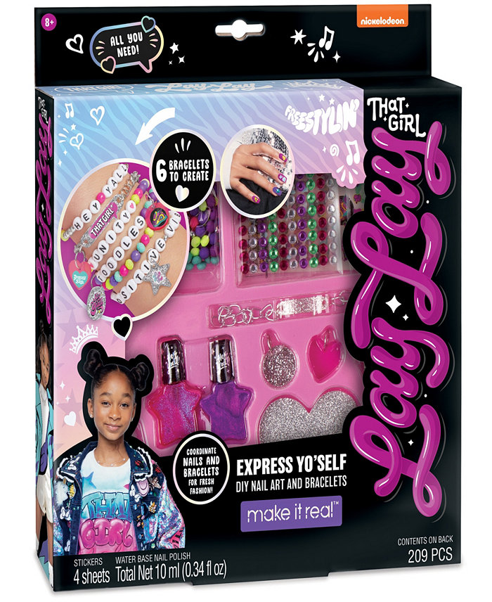 That Girl Lay Lay Express Yo Self DIY Nail Art Bracelets Kit Create 6 Bracelets  Make It Real  Nickelodeon  209 Pieces  Coordinate Nails Bracelets For Fresh Fashion  includes Nail Polish Accessories  All in one  DIY Jewelry Kit  Arts Crafts