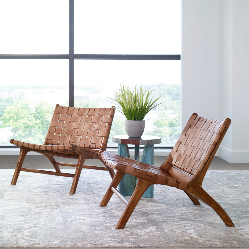 Uttermost Plait Woven Leather Accent Chair   Modern   Armchairs And Accent Chairs   by Zin Home  Houzz