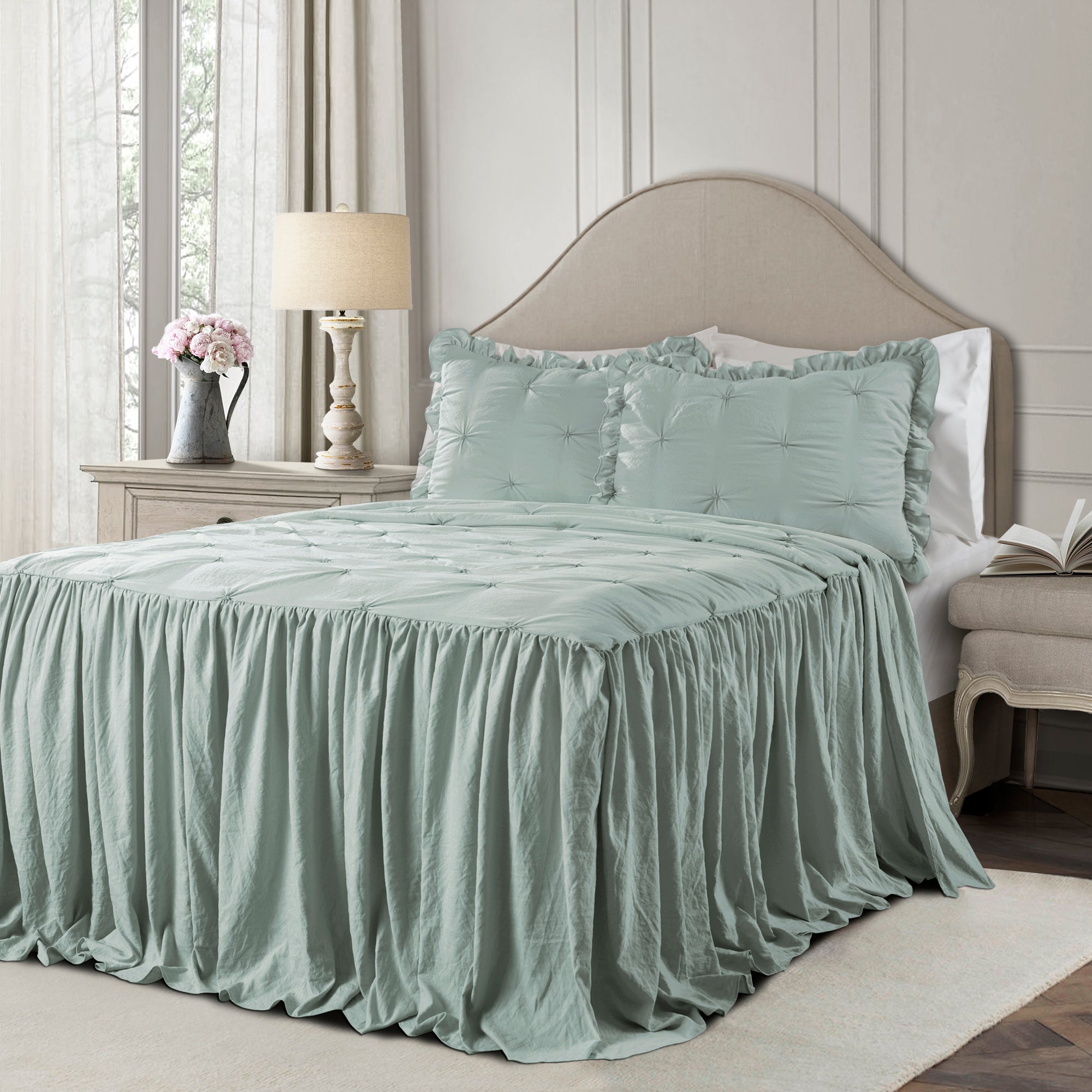 Ravello Pintuck Ruffle Skirt Bedspread Set