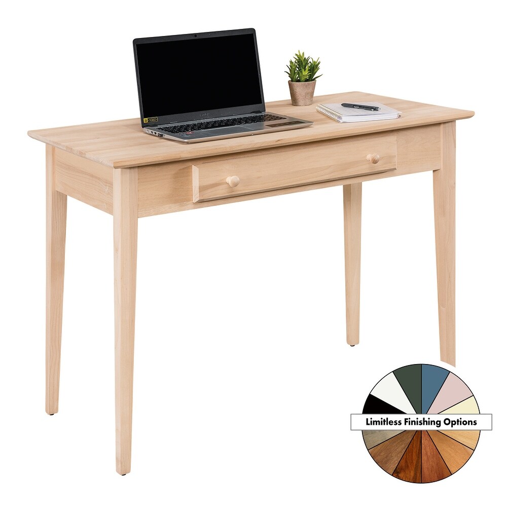 Coder Crossing Solid Wood Small Writer's Desk in Unfinished