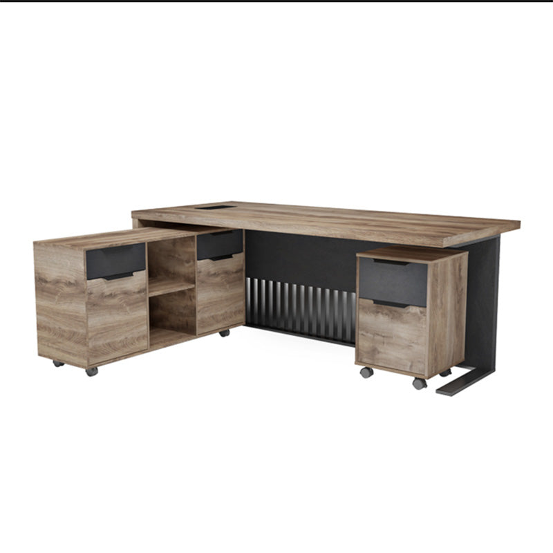 AFTAN BLACK HAWK Limited Edition - Executive Desk Pedestal & Left Mobile Return 180cm - Warm Oak &Black