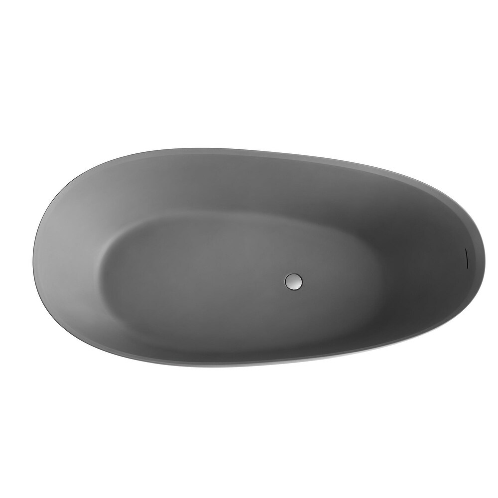 67 in. W Solid Surface Freestanding Flatbottom Soaking Bathtub