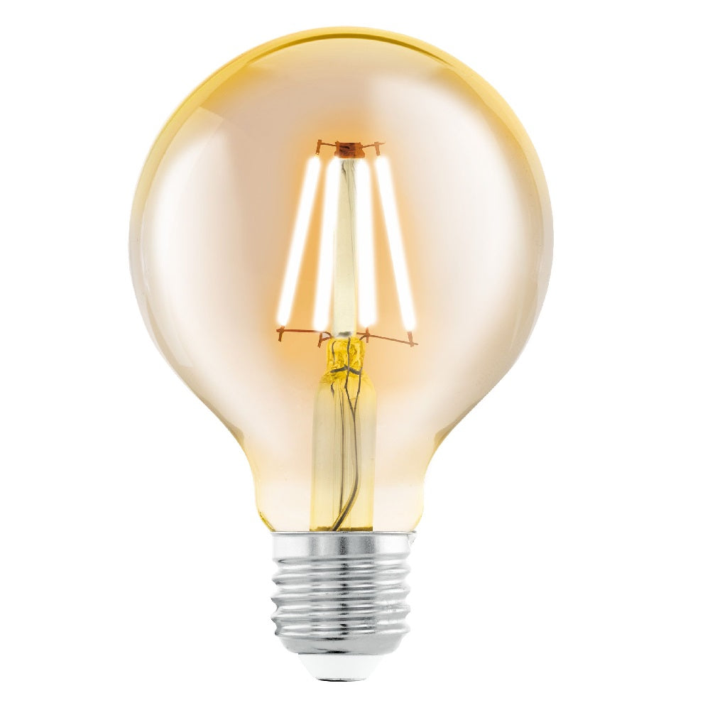 EGLO 110052 LED 4W Globe G80 E27 ES Amber Filament Lamp 350lm 2200k