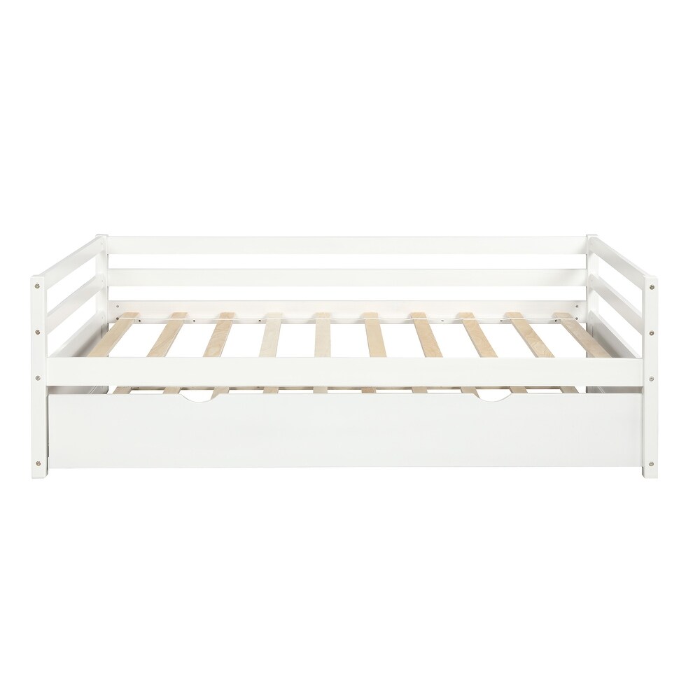 Twin Size Daybed with Trundle   Wood Frame Set   Wooden Slat Support