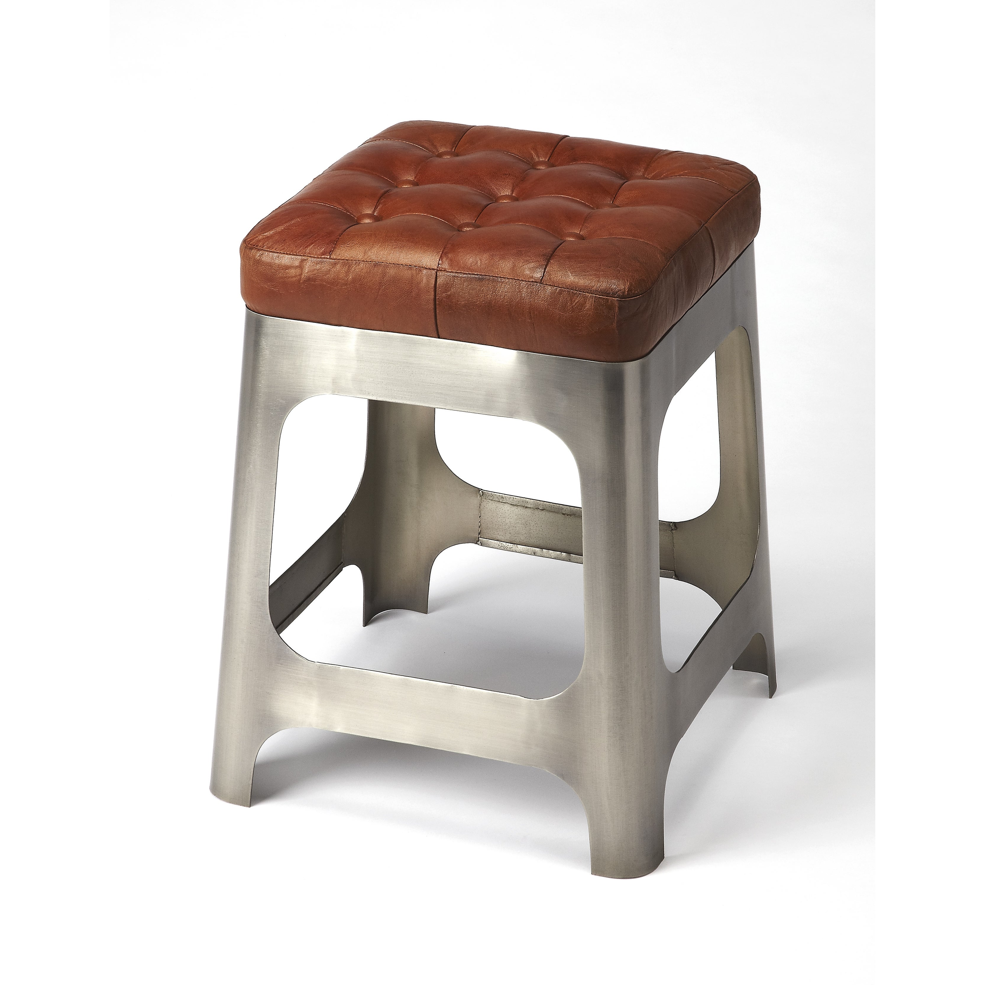 Gerald Iron and Leather Counter Stool - 16x16x20