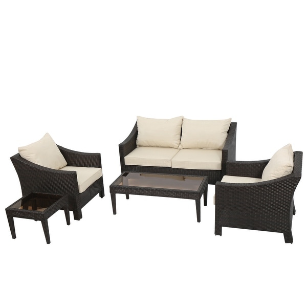 Christopher Knight Home Outdoor Antibes 5piece Wicker Chat Set with Cushions