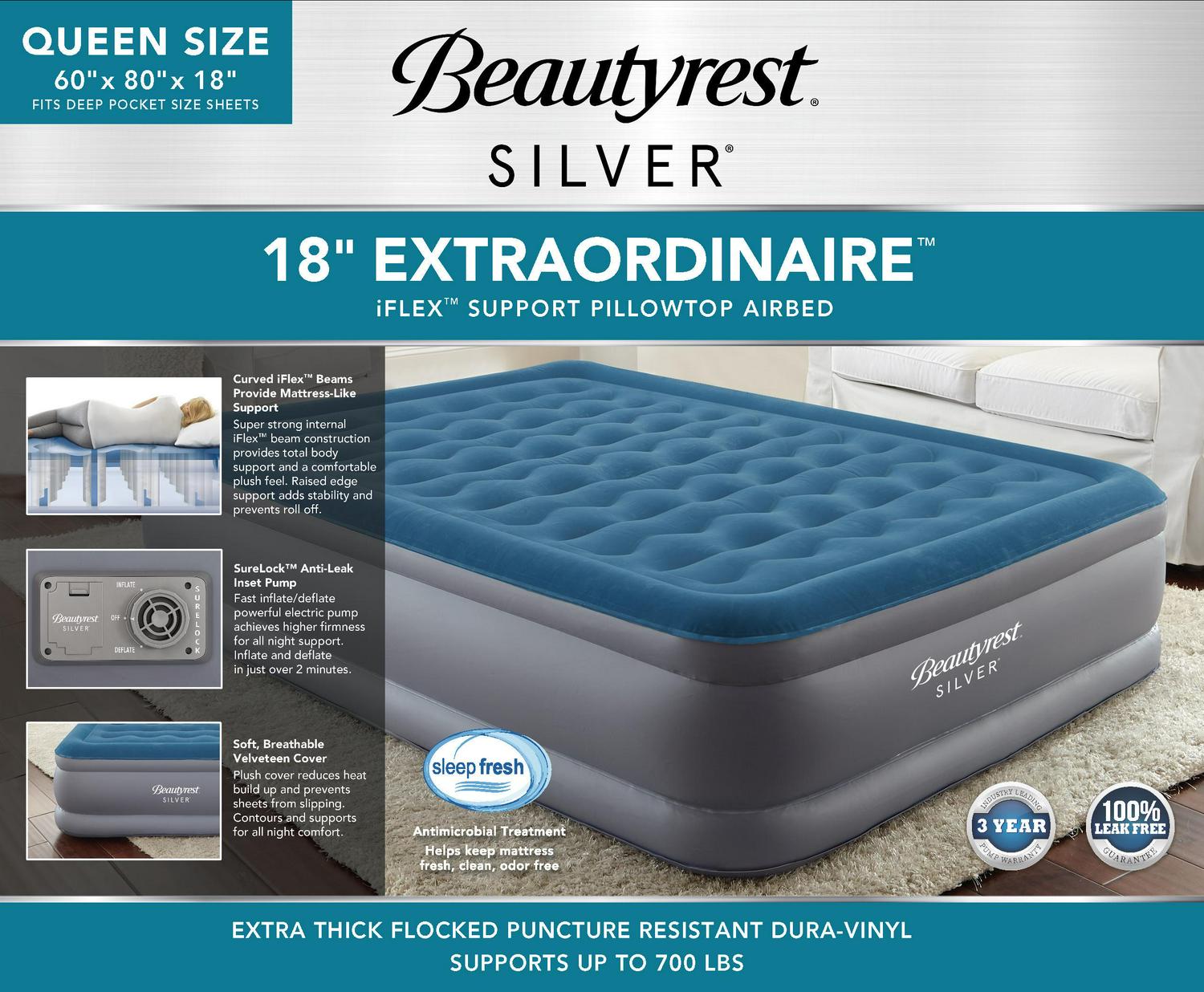 Beautyrest Extraordinaire 18 Queen Air Mattress with Built-in Pump