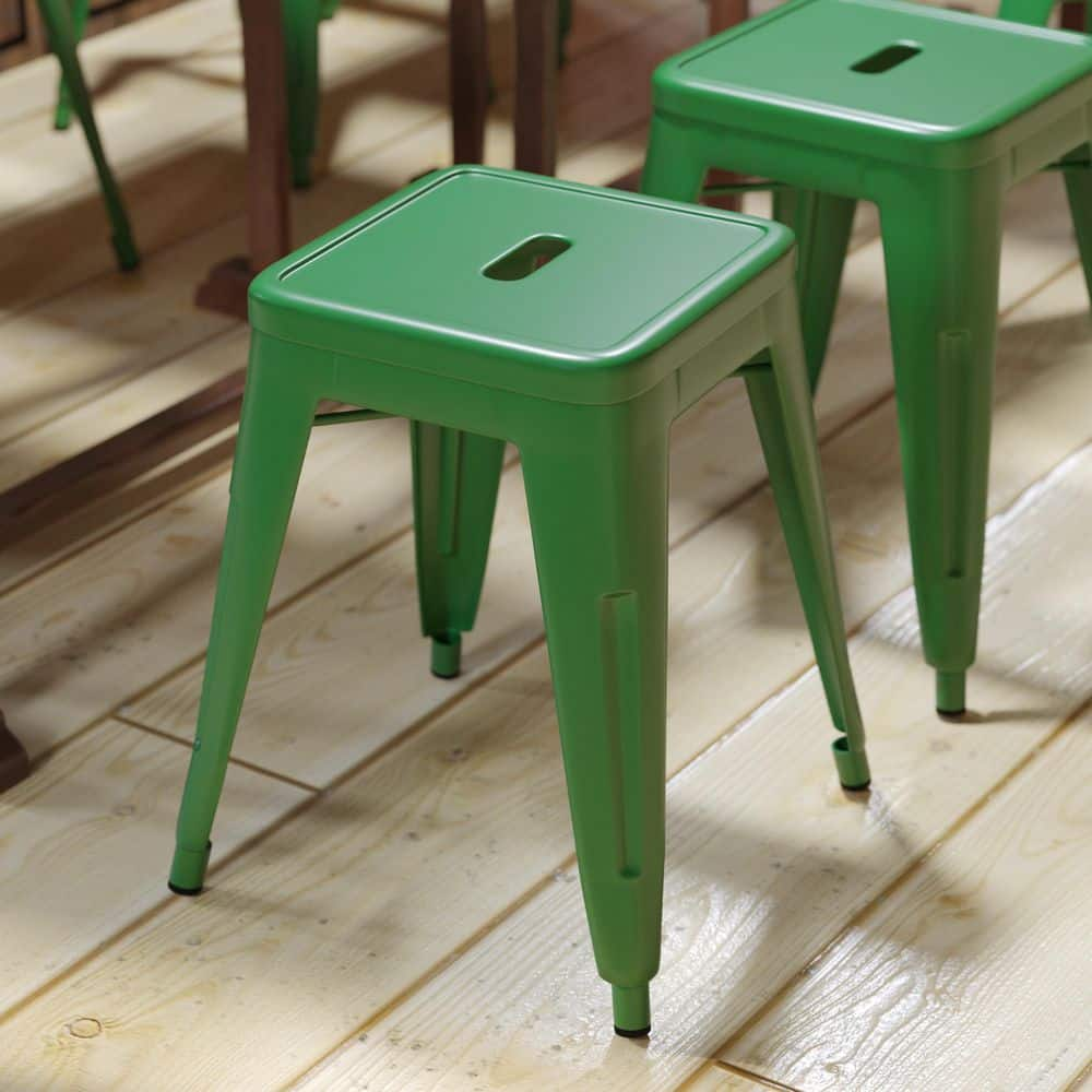 Carnegy Avenue 18 in. Green Backless Metal Bar Stool with Metal Seat Set of 4 CGA-ET-509914-GR-HD