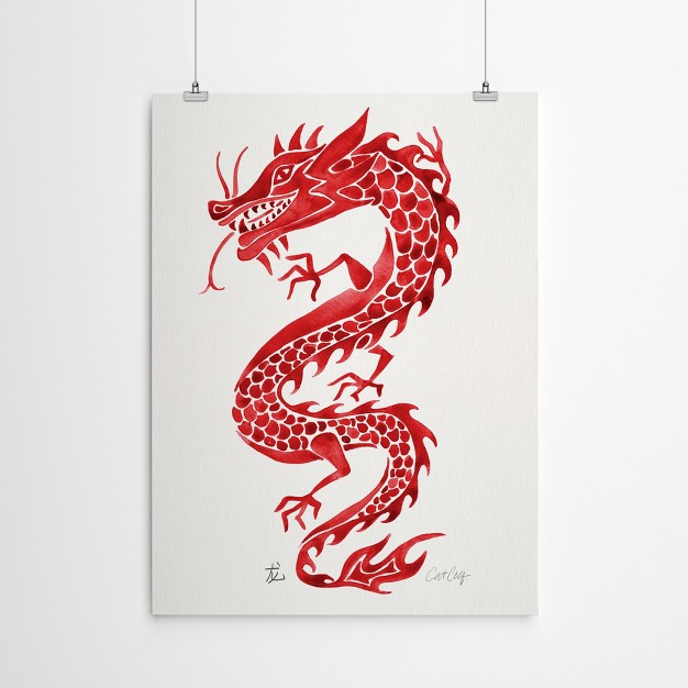 Americanflat Minimalist Animal Dragon Red By Cat Coquillette Poster