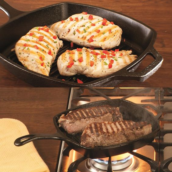 Lodge Cast Iron Wildlife Series 10.5" Grill Pan Fish Scene, L8SGPWLFI