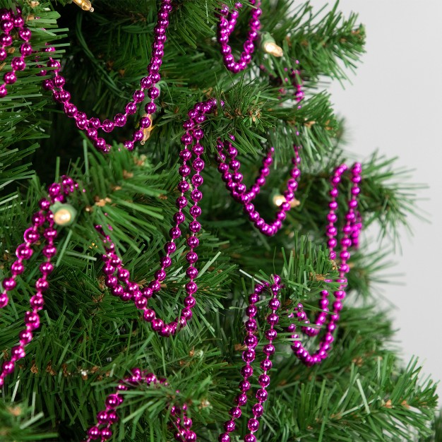 Northlight 15 x27 Shiny Metallic Pink Beaded Christmas Garland Unlit