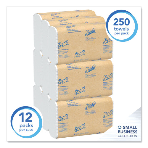 Scott Multi-Fold Towels， Absorbency Pockets， 9.2 x 9.4， White， 250 Sheets/Pack (03650)