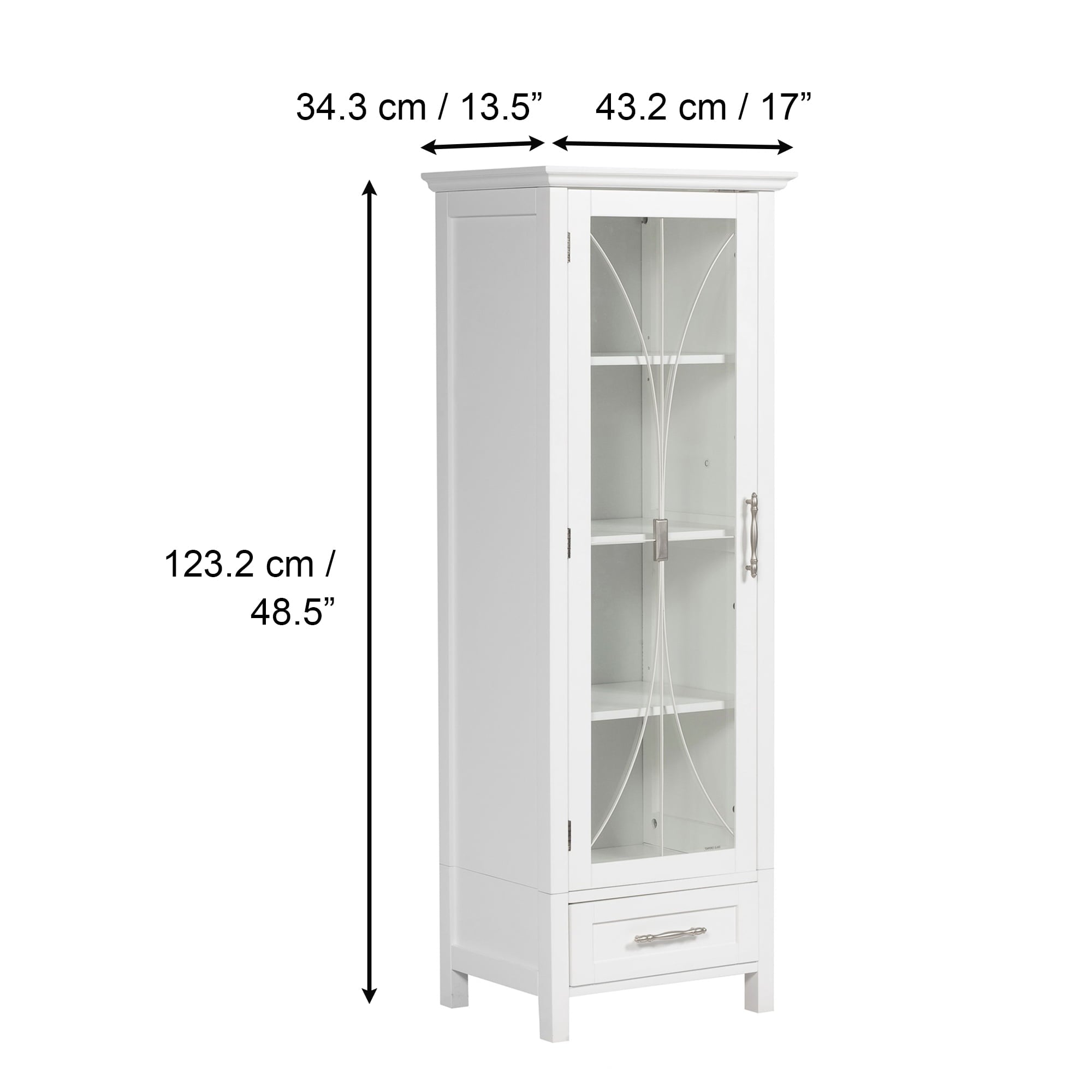 Teamson Home Delaney Wooden Linen Cabinet with Drawer, White