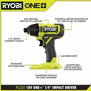 RYOBI ONE+ 18V Cordless 4-Tool Combo Kit with 1.5 Ah Battery 4.0 Ah Battery Charger and FREE 2.0 Ah Battery (2-Pack) PCL1400K2-PBP2006